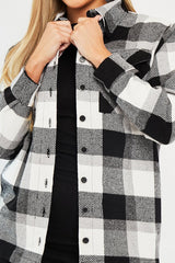 Black Checked Brushed Shacket - Brissa-Shacket