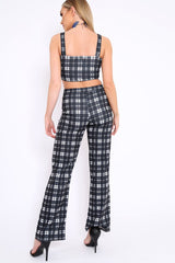 Black Checked Crop Top and Trousers Co-ord Set - Kimmy-Co-ords