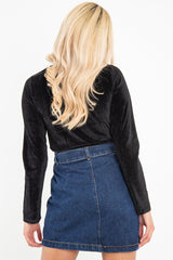 Black Chenille High Neck Zip Back Jumper - Ivania-Jumper