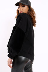 Black Chevron Fur Jumper - Lara-Tops