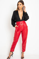 Black Chiffon Plunge Blouson Sleeve Bodysuit - Liah-Bodysuits