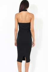 Black Choker Bandeau Mesh Dress - Alva-Dresses