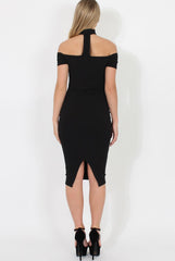 Black Choker Bardot Bodycon Dress - Thea-Dresses