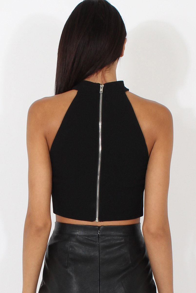 Black Choker Crop Top - Rhea-Crop Tops