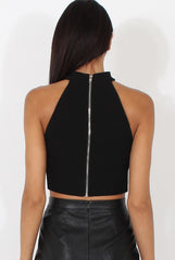 Black Choker Crop Top - Rhea-Crop Tops