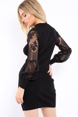 Black Choker Knit Midi Dress - Brittany-Dresses