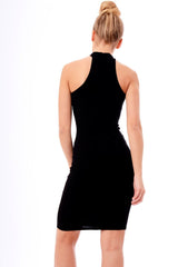 Black Choker Lace Up Corset Bodycon Dress - Shaniya-Dresses