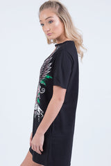 Black Choker Live N Love Eagle Print T Shirt Dress - Tia-Dresses