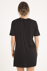 Black Choker Neck Loyalty T-shirt Dress - Una-Dresses