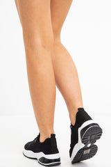 Black Chunky Cleated Sole Knit Trainers - Marzia-Trainers