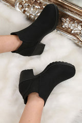 Black Chunky Heeled Ankle Boots - Anella-Boots