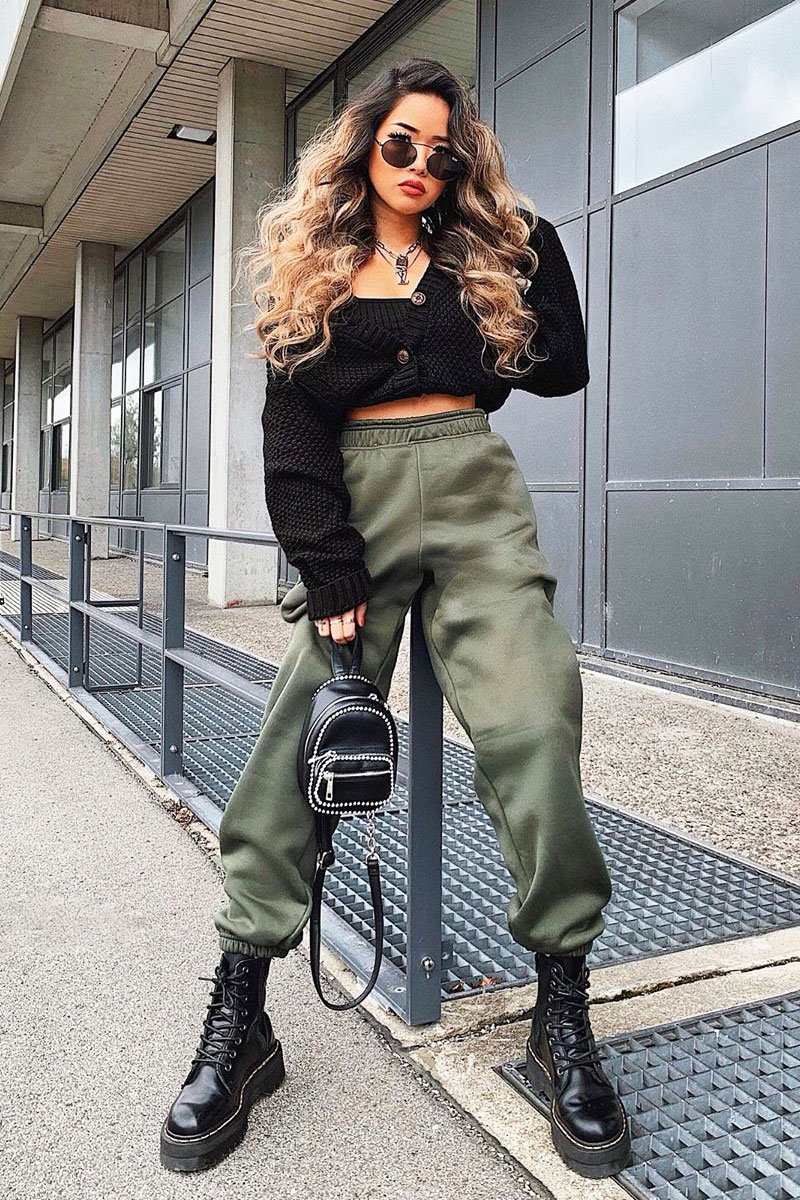 Black Chunky Knit Button Up Crop Cardigan - Elly-Cardigans