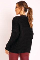 Black Chunky Knit Cable Pattern Cardigan - Luna-Cardigans