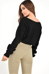 Black Chunky Knit Cropped Jumper - Jasmin-Crop Jumper