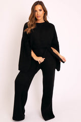 Black Chunky Knit Loungewear Set - Harper-Loungewear
