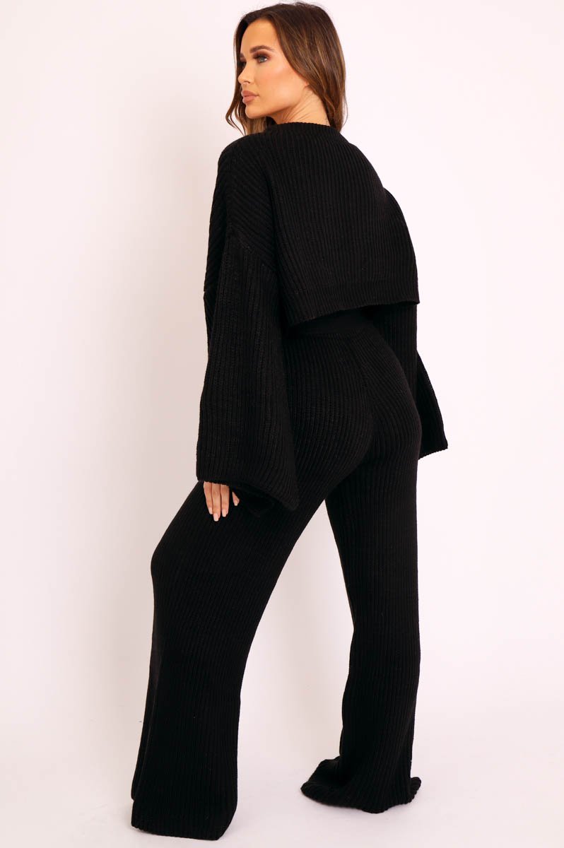 Black Chunky Knit Loungewear Set - Harper-Loungewear