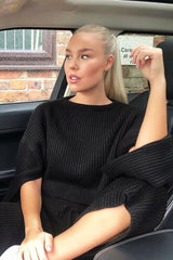 Black Chunky Knit Loungewear Set - Harper-Loungewear