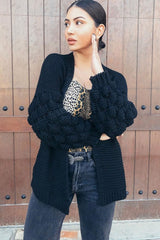 Black Chunky Knit Oversized Cardigan - Eaden-Cardigans