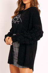 Black Chunky Knit Oversized Cardigan - Eaden-Cardigans