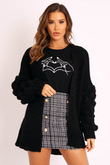 Black Chunky Knit Oversized Cardigan - Eaden-Cardigans