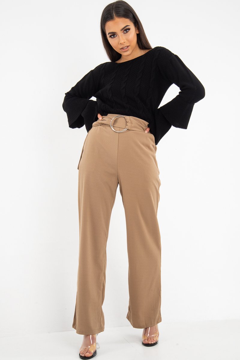 Black Chunky Knit Sleeve Detail Jumper - Lillienne-Jumper