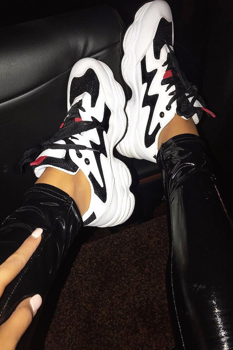 Black Chunky Lace Up Trainers - Dita-Trainers