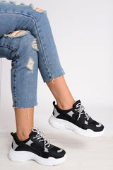 Black Chunky Panel Trainers - Libby-Trainers