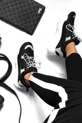 Black Chunky Panel Trainers - Libby-Trainers