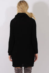 Black Chunky Turtleneck Knit Jumper Dress - Cloe-Jumper