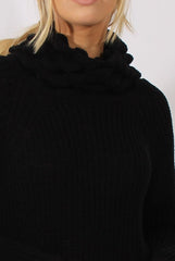Black Chunky Turtleneck Knit Jumper Dress - Cloe-Jumper