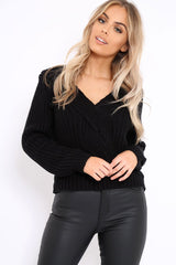 Black Chunky Twist Knit Jumper - Loren-Jumper