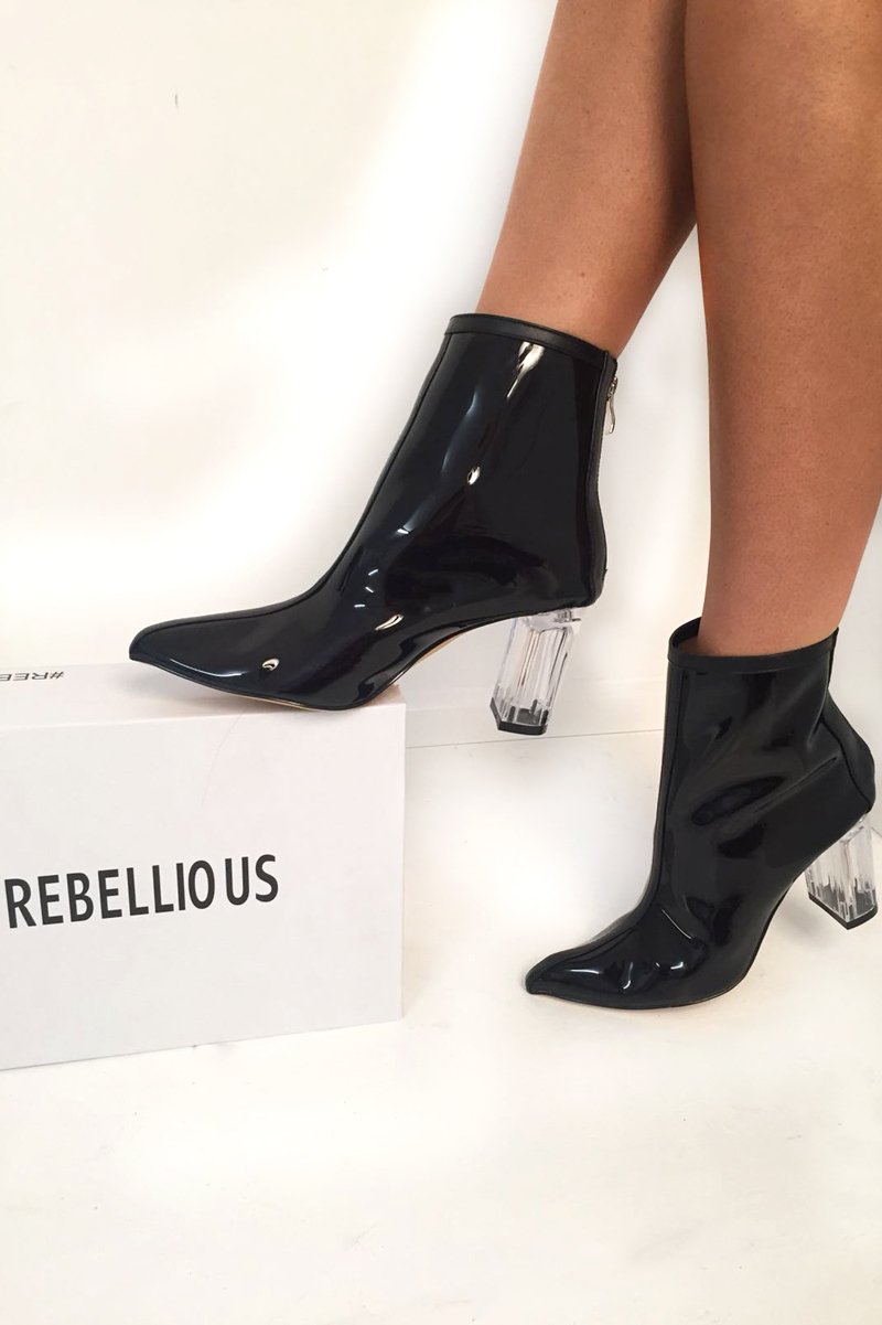 Black Clear Ankle Boots - Gita-Boots