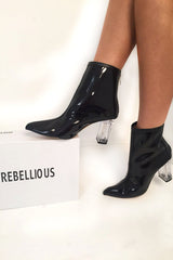 Black Clear Ankle Boots - Gita-Boots