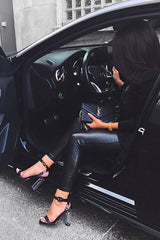 Black Clear Ankle Strap Heels - Eyana-Heels