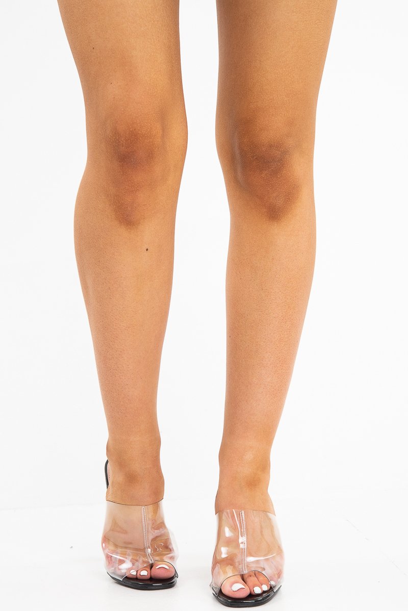 Black Clear Block Heels - Joanna-Heels