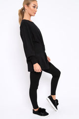 Black Co-ord with Corset Waist Tie Detail - Laurel-Co-ords