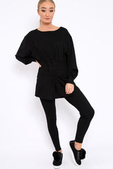 Black Co-ord with Corset Waist Tie Detail - Laurel-Co-ords