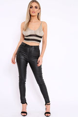 Black Coated PU Jeans - Abrar-Jeans