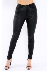Black Coated Skinny Jeans - Teya-Jeans