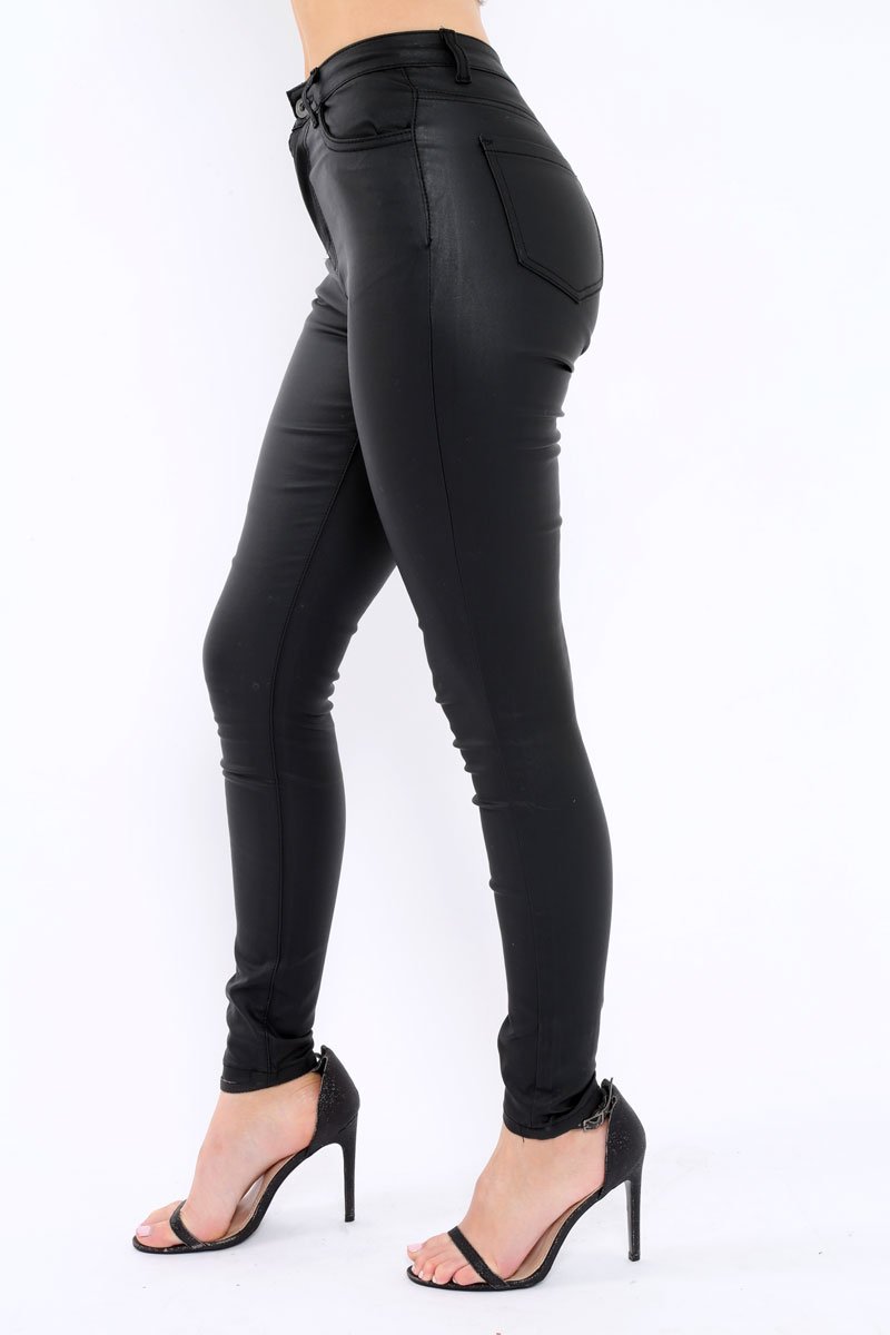 Black Coated Skinny Jeans - Teya-Jeans