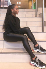 Black Coated Zip Back Skinny Jeans - Kamyra-Jeans