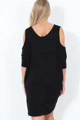 Black Cold Shoulder Oversized Dress - Sherri-Dresses