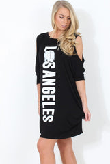 Black Cold Shoulder Oversized Dress - Sherri-Dresses