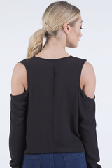 Black Cold Shoulder Top - Elsie-Tops