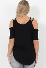 Black Cold Shoulder Top - Jade-Tops