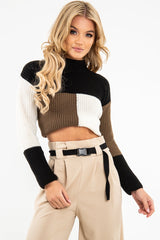 Black Colour Block Chunky Knit Jumper - Maebel-Jumper