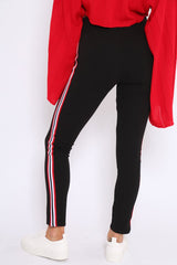Black Contrast Side Stripe Trousers - Arva-Trousers