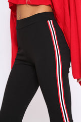 Black Contrast Side Stripe Trousers - Arva-Trousers