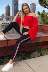 Black Contrast Side Stripe Trousers - Arva-Trousers