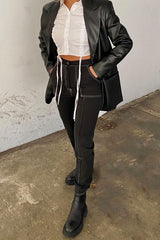 Black Contrast Stitch Straight Leg Trouser - Ezri-Trousers